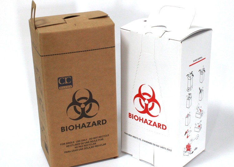 Biohazard Waste Needle Collection 5L Medical Sharps Box White safe box Foldable