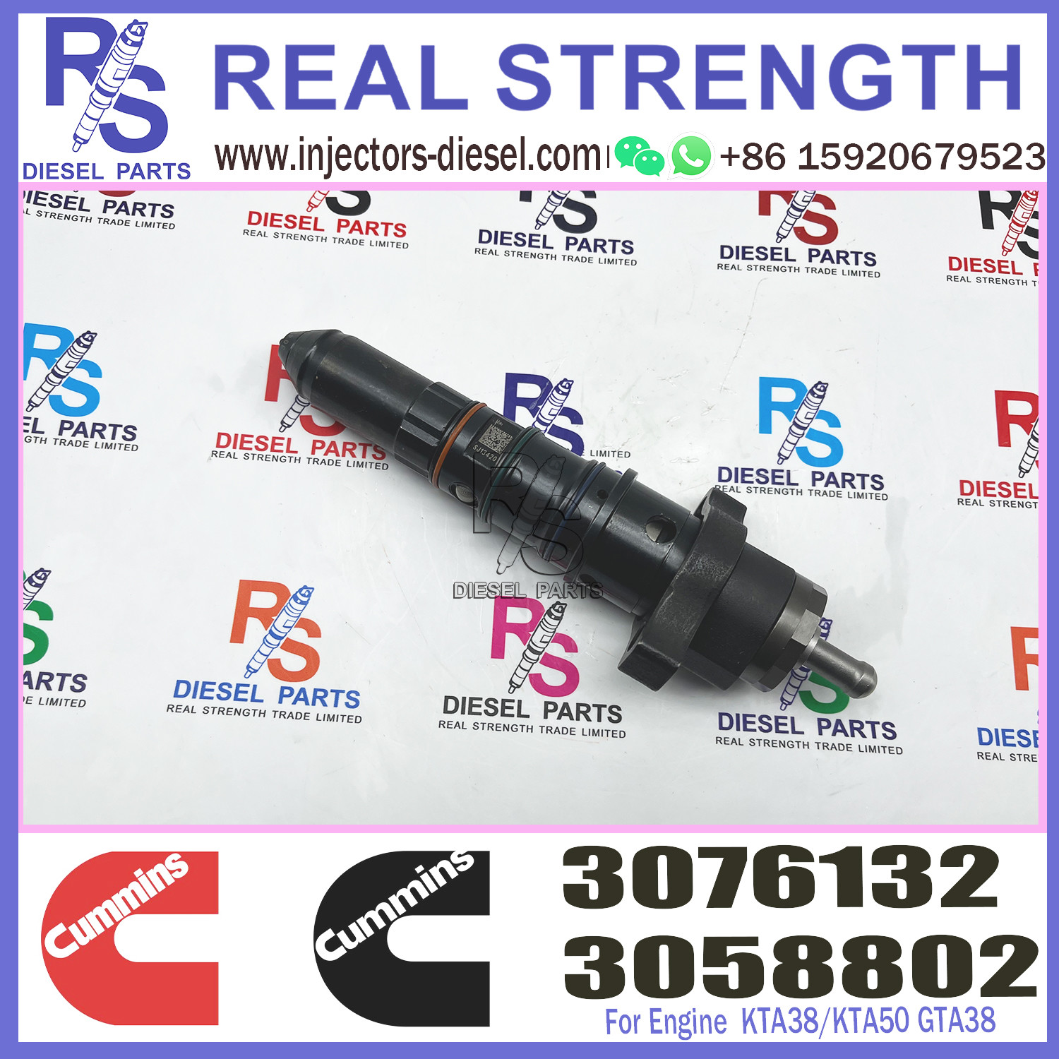 Cummins Diesel Engine Fuel Injector 3076132 K38 QSK38 K50 QSK50 NT855