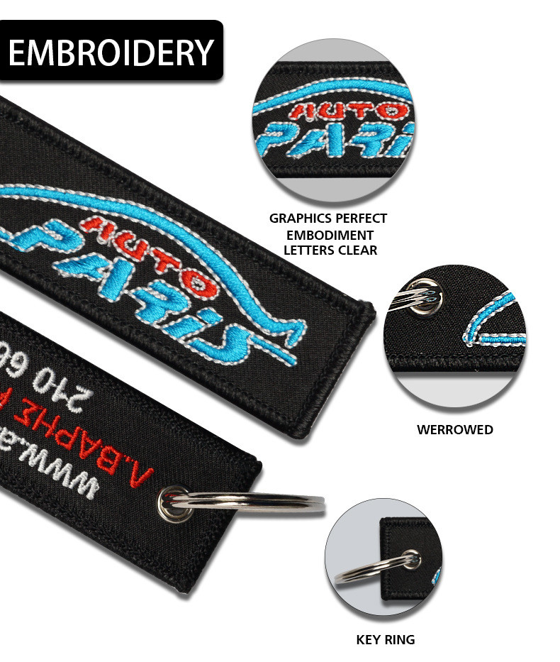 Non - Toxic Embroidered Key Tags Comfortable Touchness For Advertising