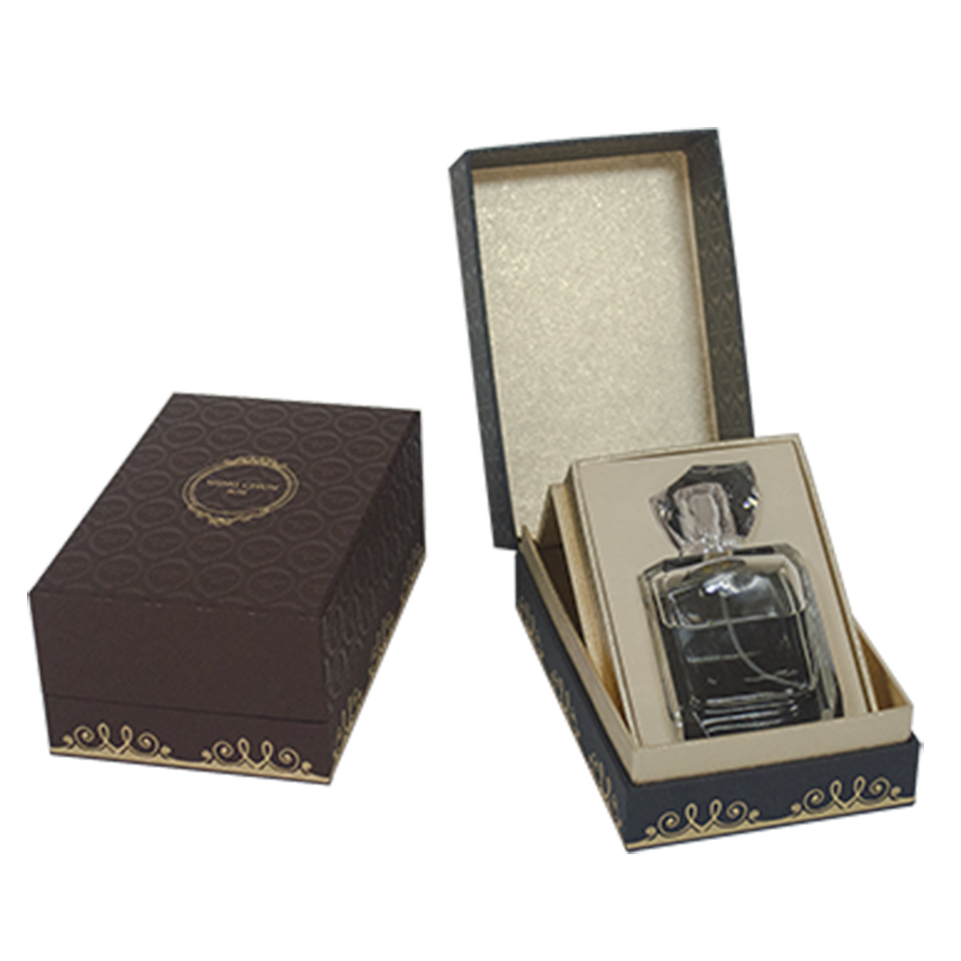 Black Matte Flip Top Luxury Perfume Box Packaging Turned Edge Ribbion Rope Tabs