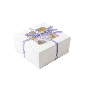 Quality Takeout Paper Cupcake Bakery Treat Boxes With Window 4x4 wholesale