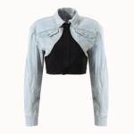 Female Short Casual Sleeve Jean Jackets Denim Cropped Jacket Hot Girl Fashionabl