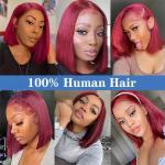 Bone Straight Burgundy 99J Short Bob Human Hair Wig Straight 13x4 Lace Front Wig