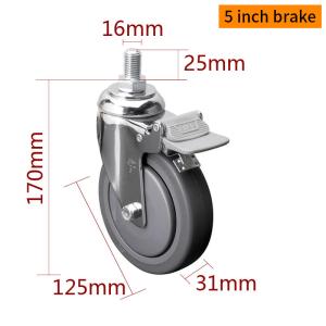 Quality 5inch 125mm Industrial Wheels And Castors 130kg Load 5725S-77 wholesale