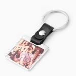 DIY Printable Metal Insert Sublimation Keyring Leather Strap Keychain Pendant