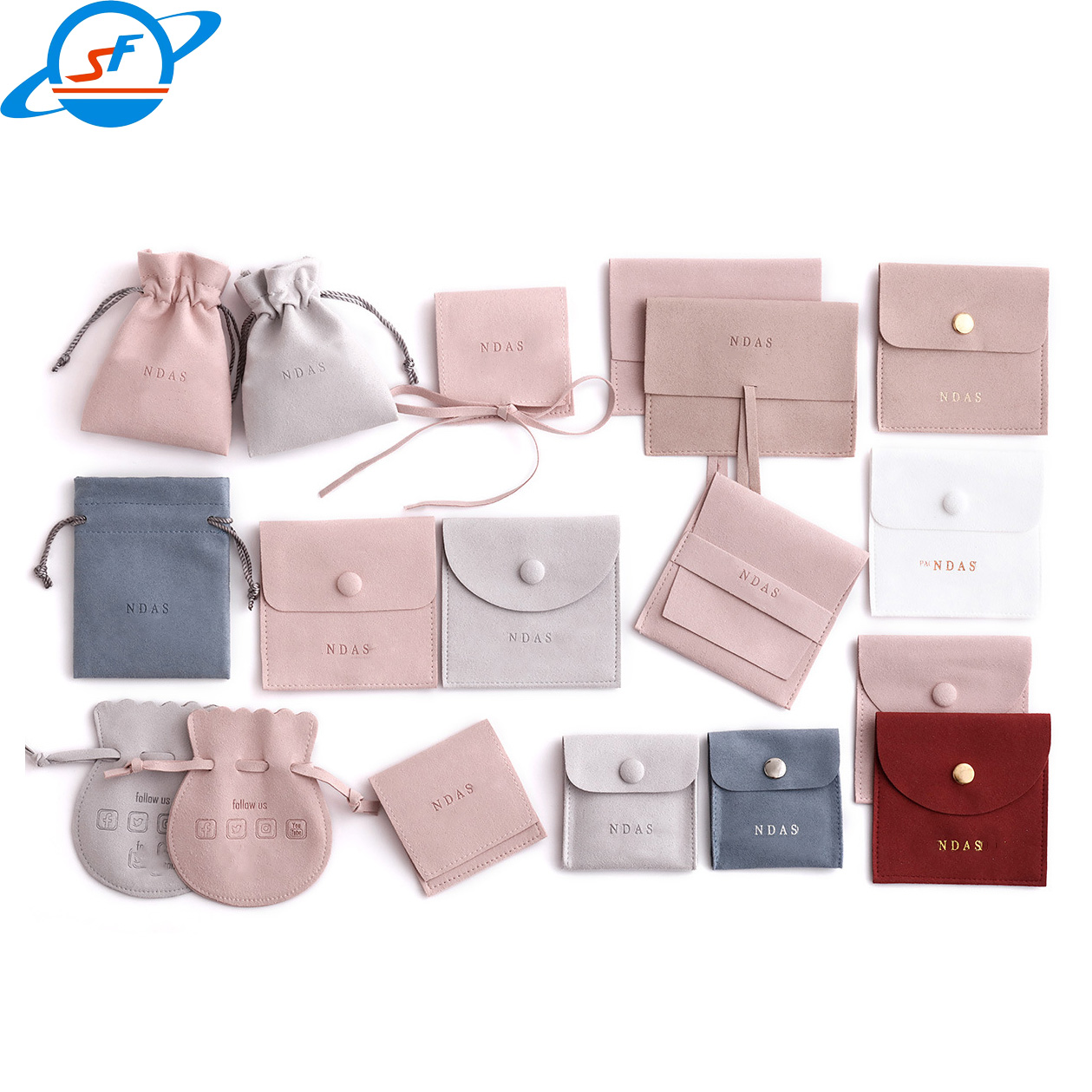 Jewelry Bags Jewellery Colorful Personalized Jewelry Bags Custom Logo Velvet Jewellery Packaging Pouch