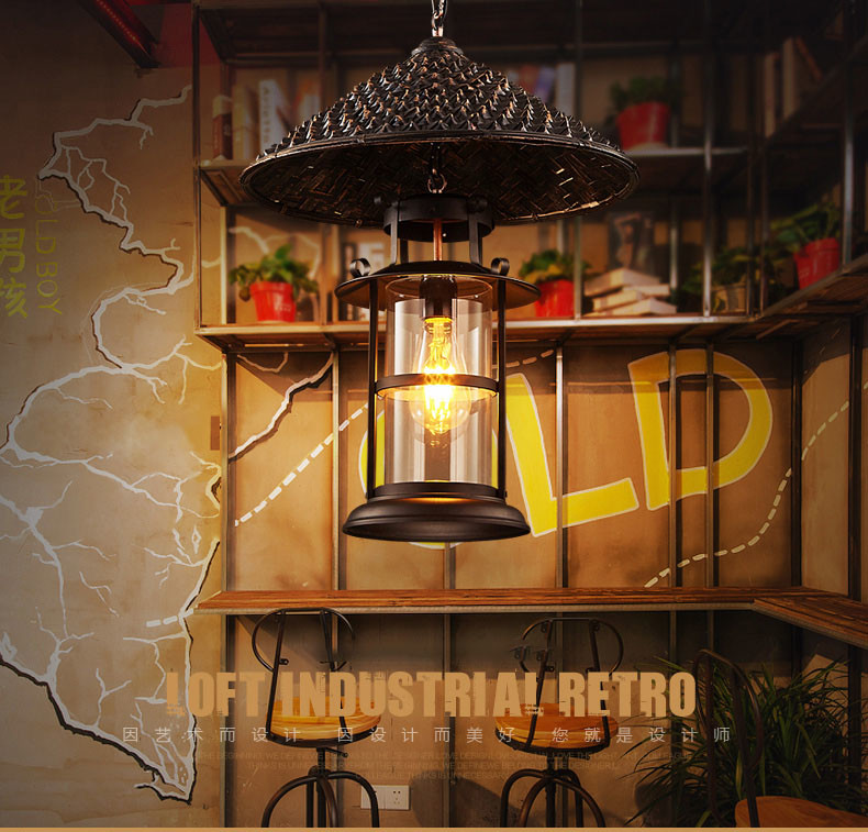 Retro Industrial Single Head Glass Chandelier Bar Network Coffee Restaurant E27 Edison Bulb Light(WH-VP-137)
