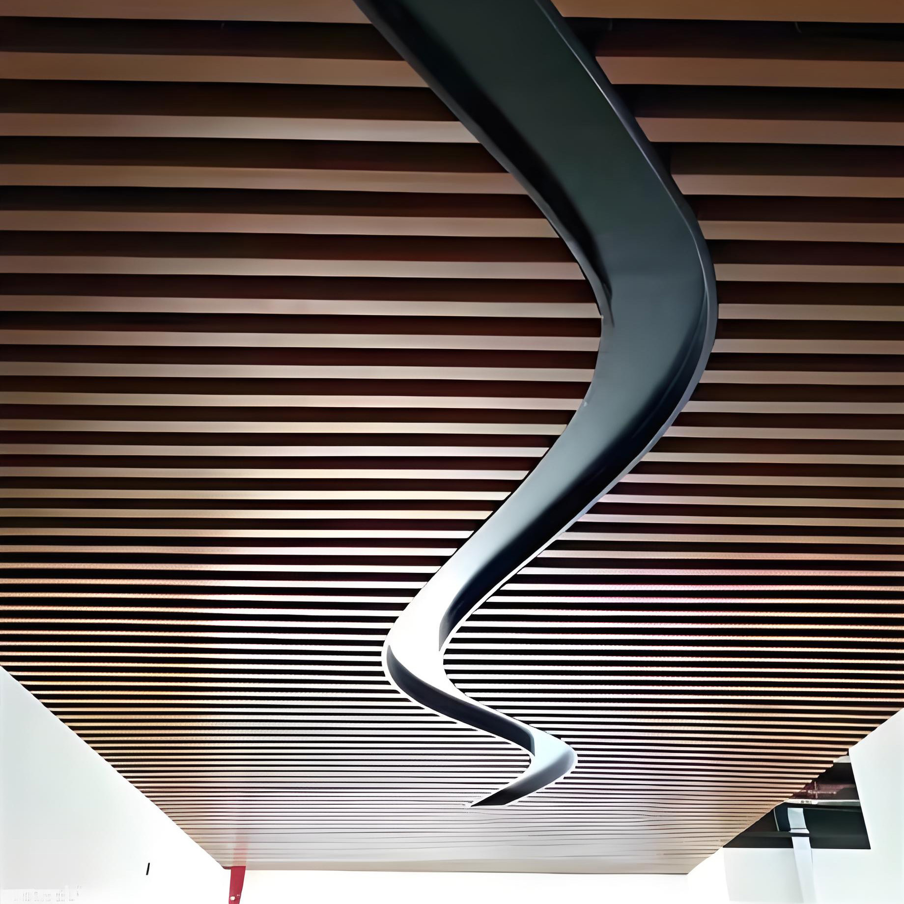 Aluminium Baffle Ceiling U Shape Linear Square Tube Wood Pattern Metal Drop Ceiling Panels