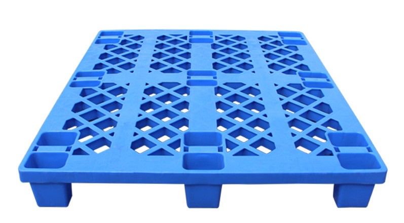 Grid Nine Feet Forklift Plastic Pallet Blue Color