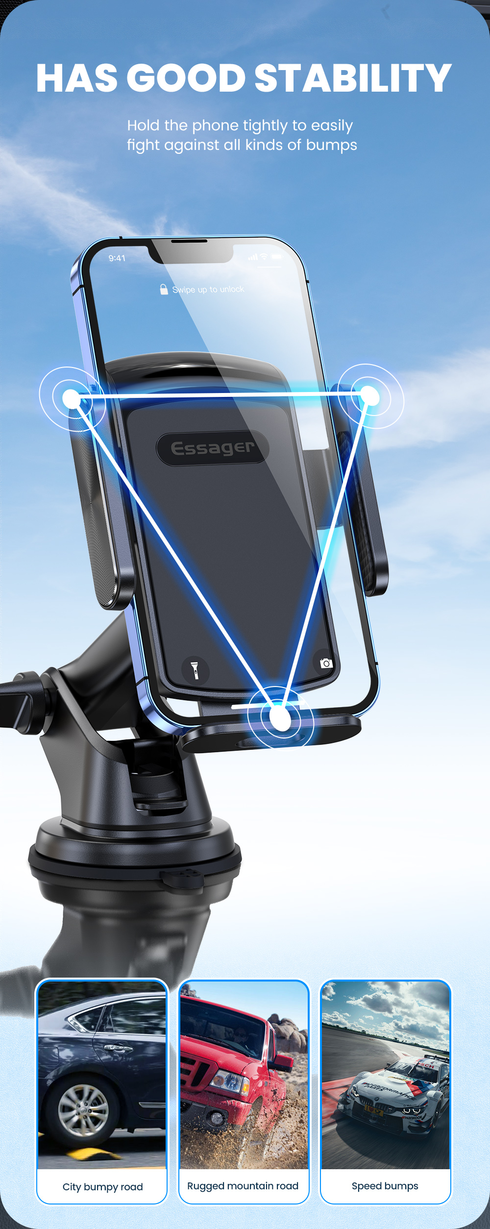 Long Arm Semi Automatic Cell Phone Stand Retractable For Car