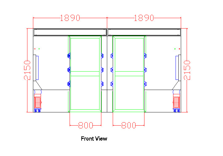 90 Degree Turn Personnel Air Shower Tunnel , Clean Room Equipments With Painted Steel Material