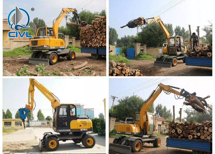 Small Wheel Excavator Engineering Rubber Wheel Excavators New 50/80 Hydraulic Wheel Excavator / Wood Grabber 36.8 48kw