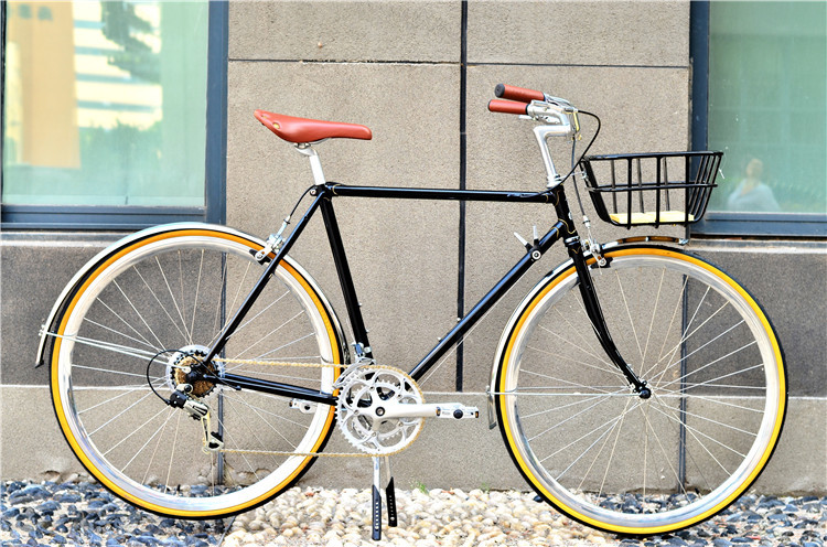 Cheap manufacturer price colorful hi-ten steel 26/28 size elegant retro lady bike with basket for sale made in China