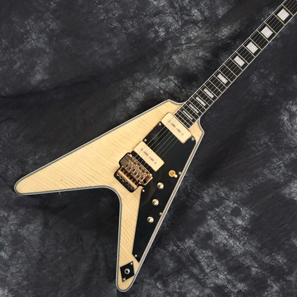 China Flying V Guitar. electric guitar. Good sound quality flying v electric guitar natural color