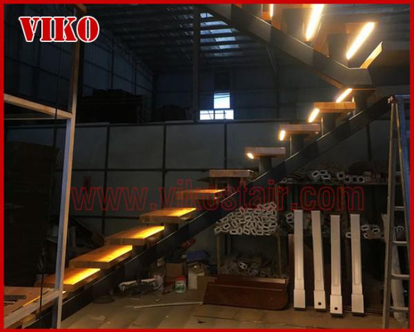 Straight Stringer Staircase VK05S Tempered Glass, 304 Stainless steel glass