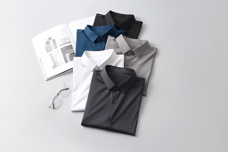 Anti-pilling Men's Long Sleeve Plain Shirts with Polyester Viscose Silk Acrylic Logo
