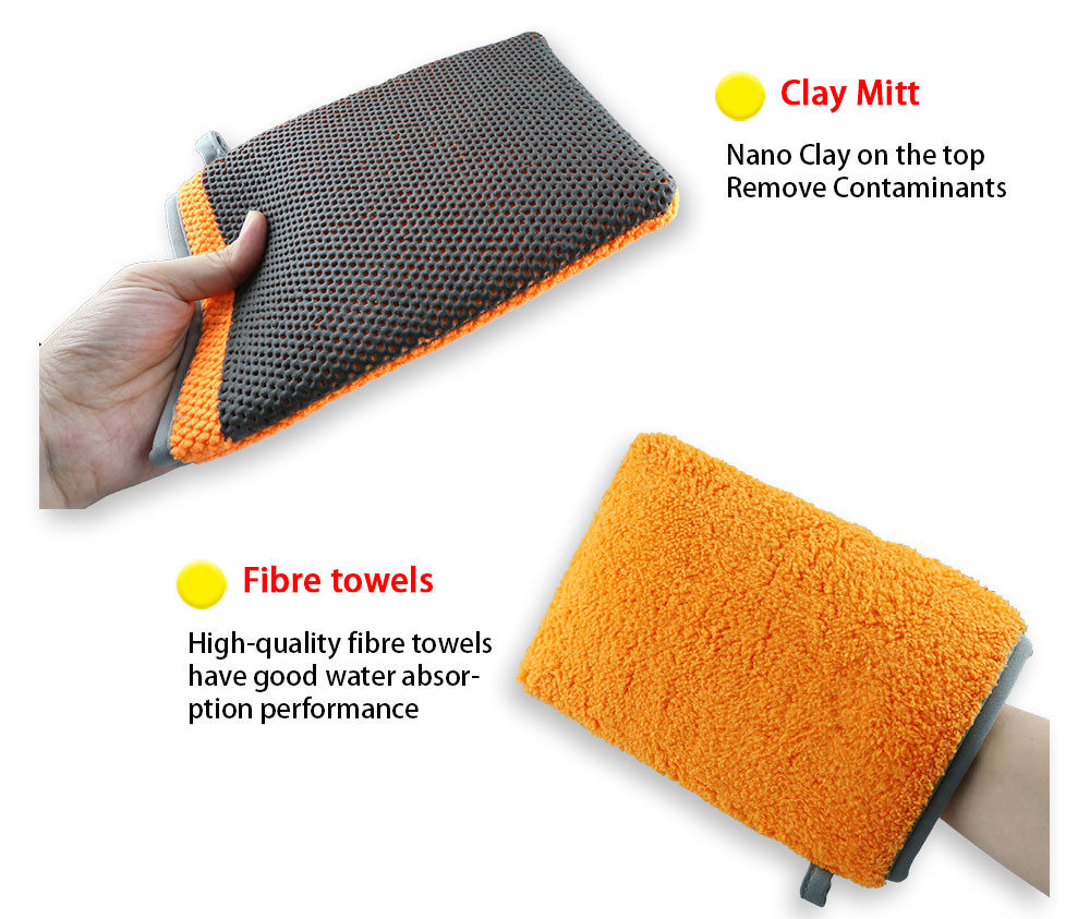 Effective Cleaning Orange Car Clay Mitt For Car Washing And Detailing S M L XL Size