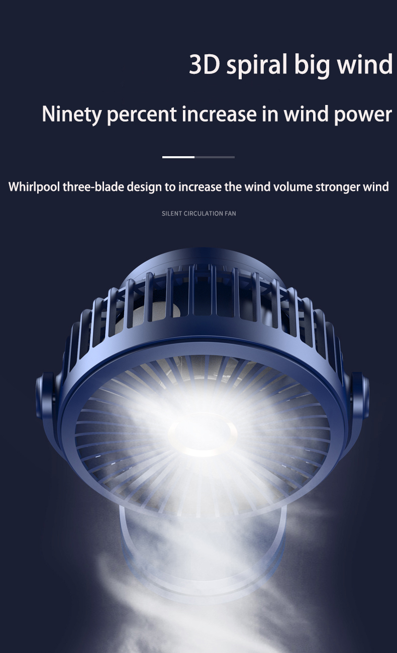7200mAh Extra Large Capacity Clip On Desktop Fan With Three Speeds Working Up To 8H