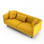 Modern 3 Seater Living Room Sofa Yellow PU Leather Office Sofa Set