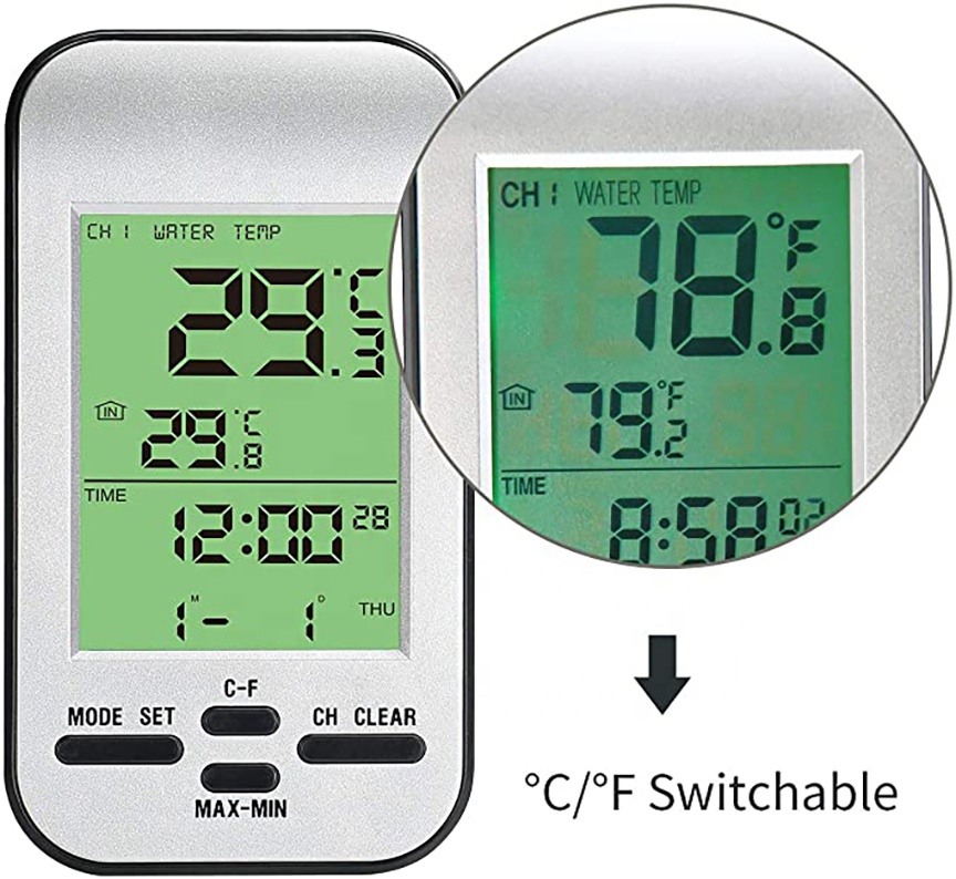 Supply Voltage Wireless Digital Water Thermometer For Swimming Pool Temperature 7-15v
