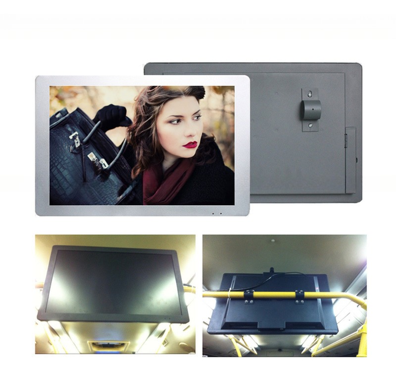 Metal 15.6 Inch Bus TV LCD LED Monitor For Advertising Video Signage Display 12V 24V