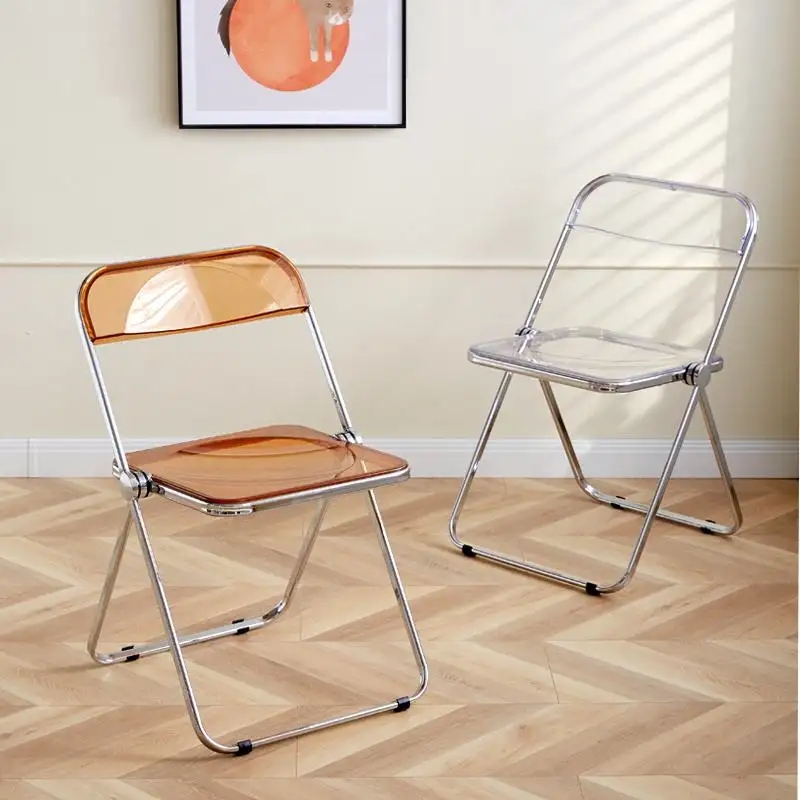 Green Blue Acrylic Foldable Chair Adjustable Clear Plastic Folding Chair