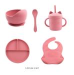 Non Toxic Silicone Baby Feeding Set silicone dummy holder Silicone Bib And Plate
