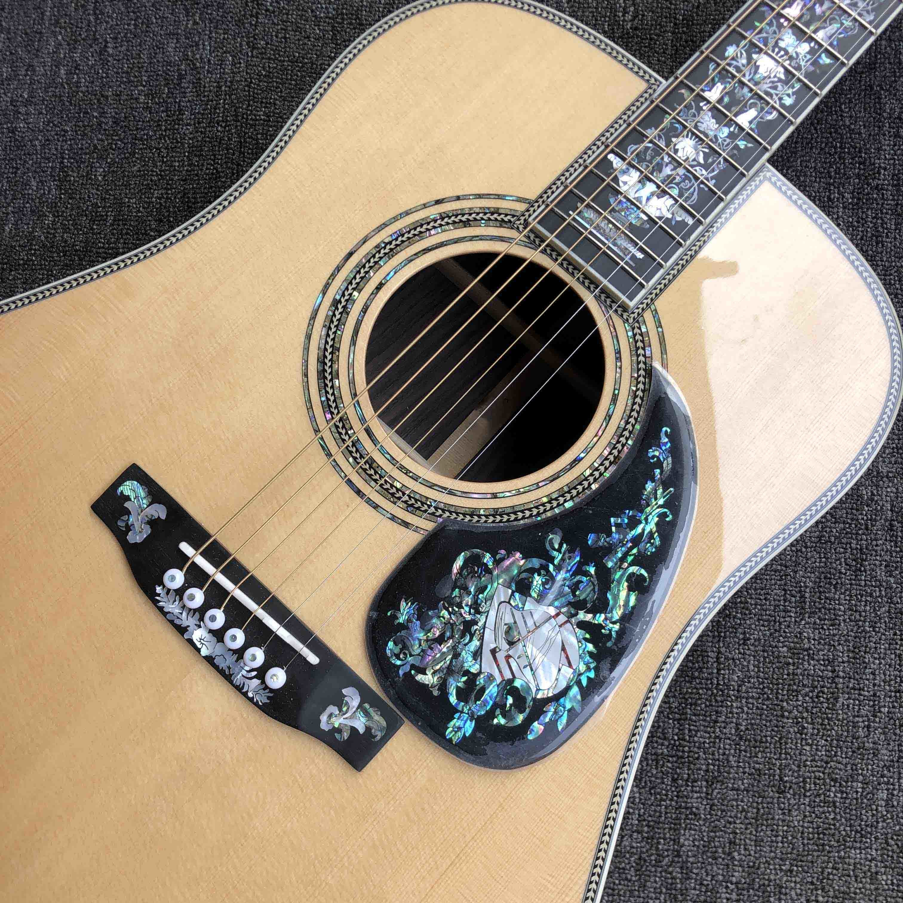 Custom AAAAA Handmade D100AA All Solid Wood Vintage D Dreadnought D100A Acoustic Guitar Deluxe Full Abalone Binding