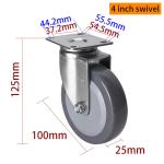 Commercial / Industrial Light Duty Casters 4 Inch Swivel Wheels