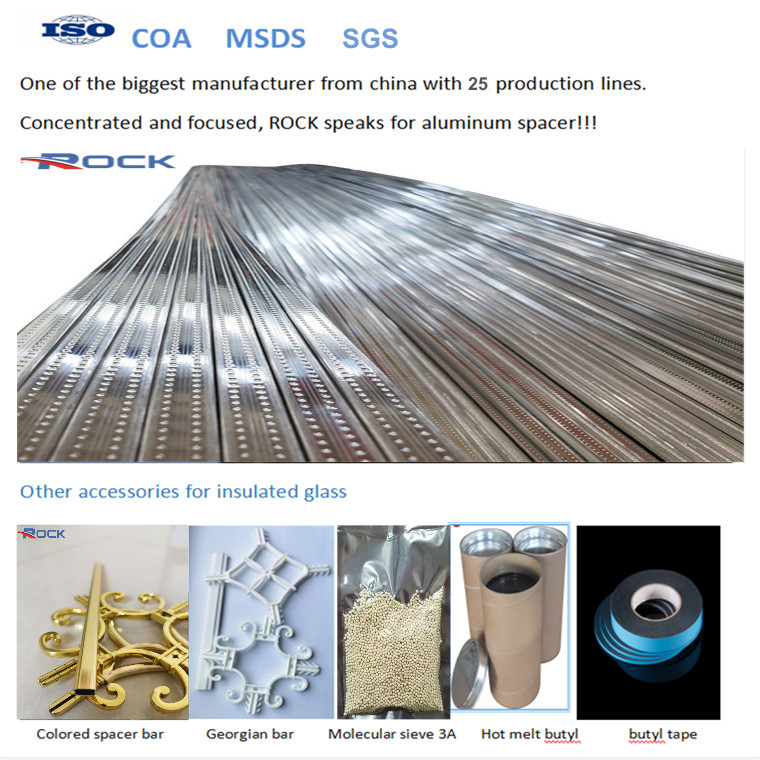 Golden round aluminum profile accessories for french doors and windows