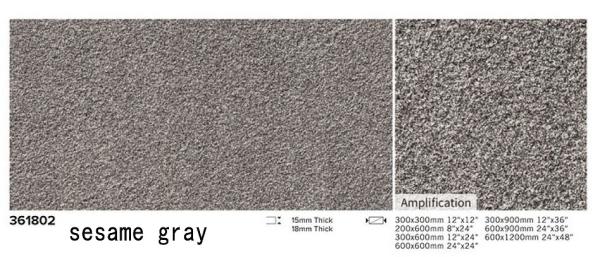 Durable Black 1200x600x15mm Flamed Surface Outdoor Floor Paving Tile For