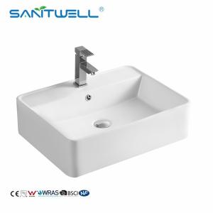Quality AB8337 Bathroom White Ceramic Vessel Sink Ceramic Basin Hotel Above Counter Basin wholesale