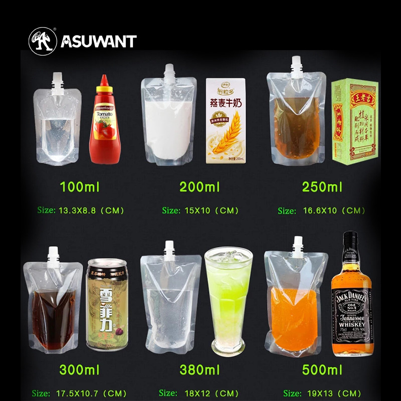 Customized Biodegradable Spout Pouch Refill For Clear Water Liquid Beverage