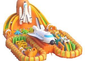 Quality Orange Space Shuttle Inflatable Obstacle Course Sports Games 30m Long Interactive wholesale