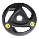 Black Tri Grip Barbell Rubber Dumbbell Weight Plate Gym Equipment