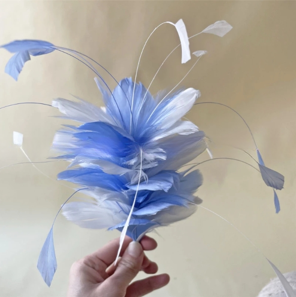 Millinery Supplies Goose Feather Flower Mount with Wire Accessory in 15*15 cm Size