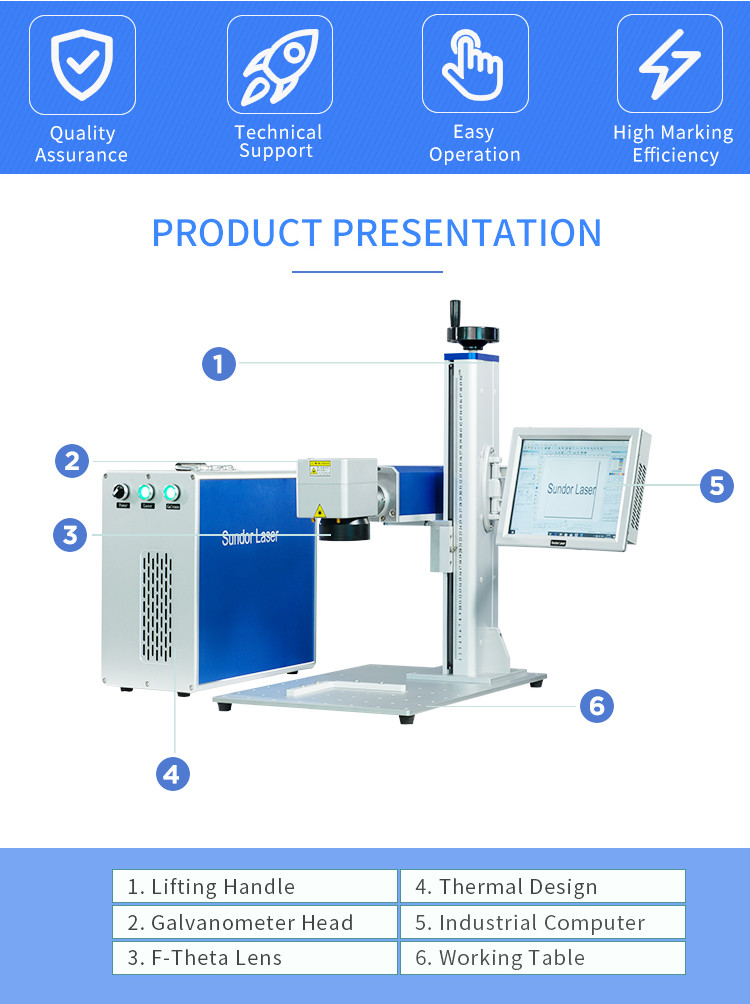 50w Split Portable 1064nm Fiber Laser Marking Machine Fast Speed