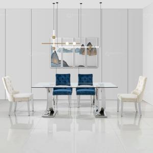 Quality High Gloss 8 Seater Glass Dining Room Furniture Dinning Table Set wholesale