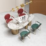 Uber Stylish 0.4CBM Luxury Marble Dining Table 8 Seater 1.2mm 201 Stainless