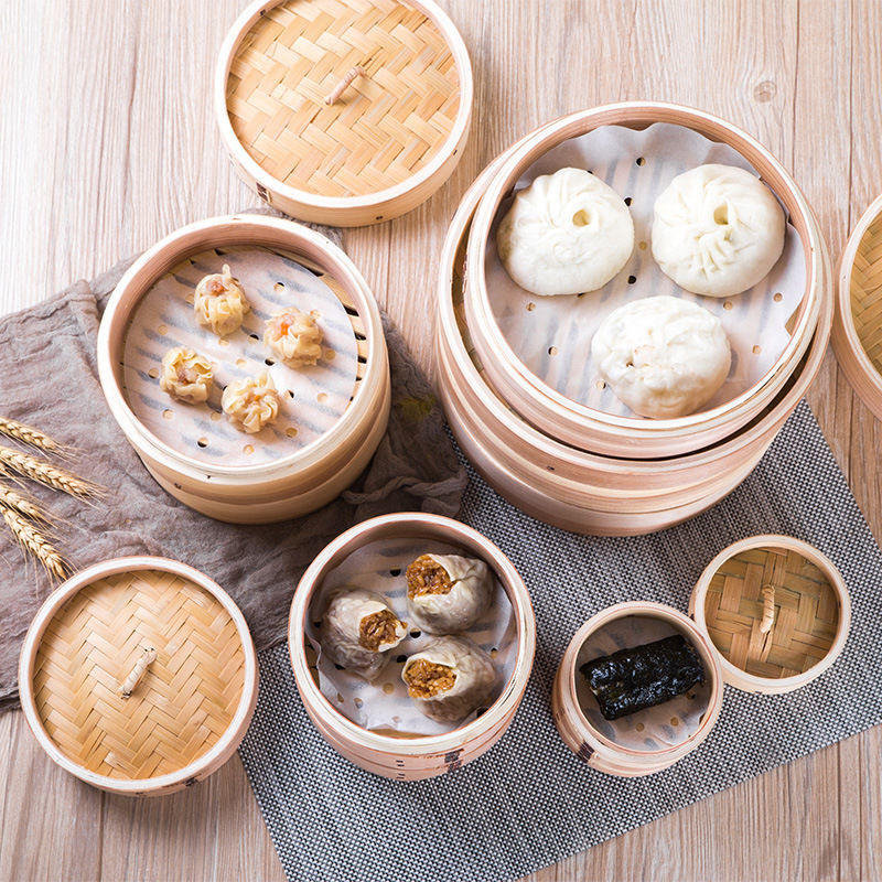 Kitchen Cooking Smooth 28cm Dim Sum Bamboo Basket