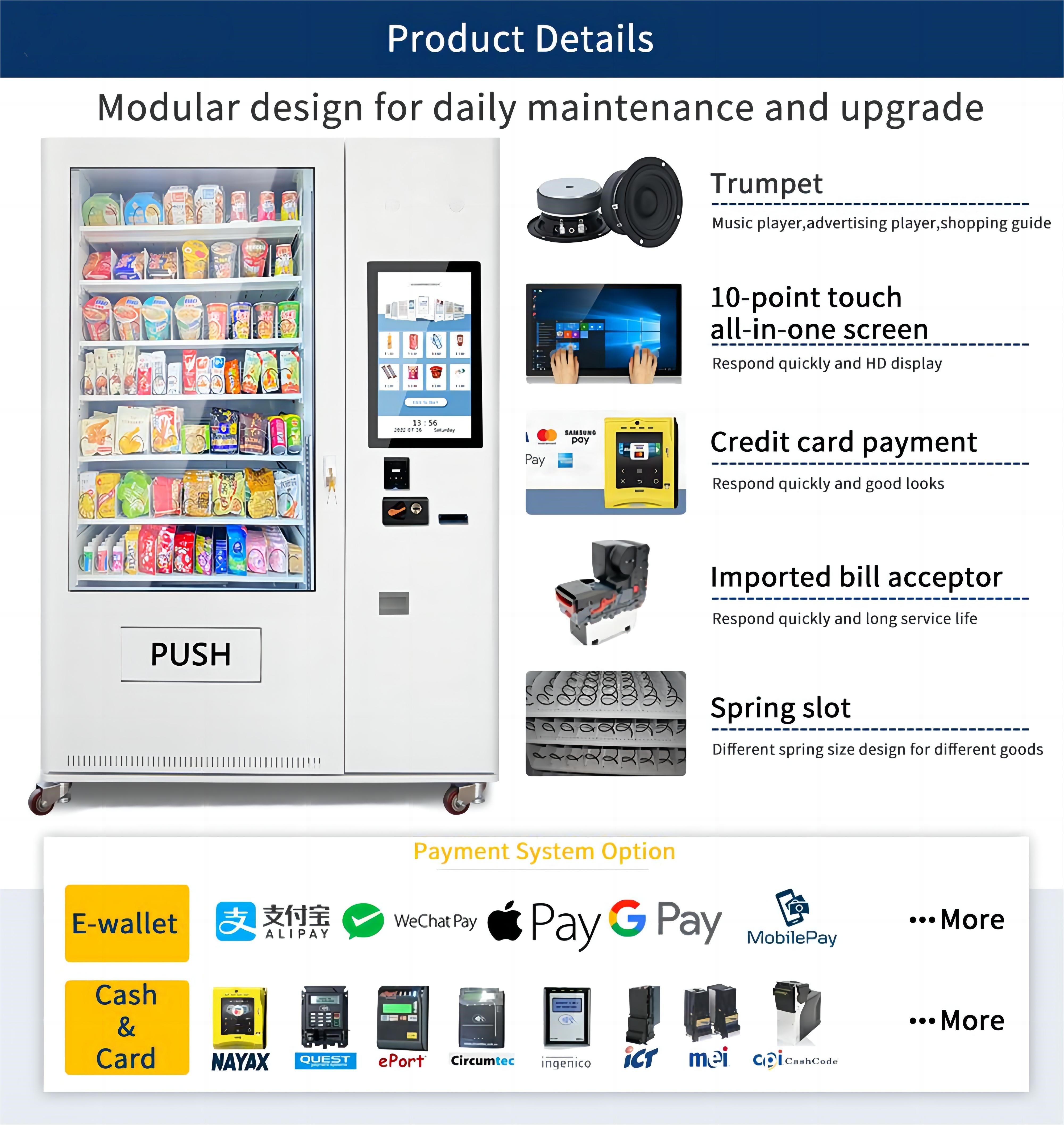 24 Hours Self Service Store Combo Vending Machine For Food And Drinks Snacks Sale