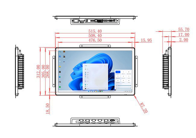 21.5-Inch Windows Display for Industrial Dashboards and Public Information