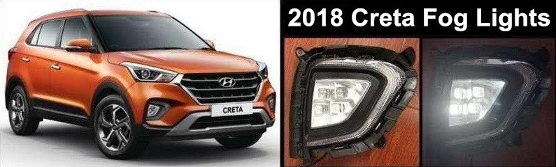 Hyundai Creta 2018 2019 LED Fog Lamps , Daytime Running Lights with Yellow Turn Signal