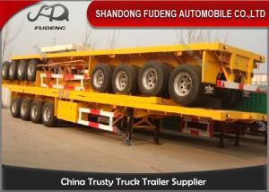Quality 4 Axle Flatbed Semi Trailer , 40 / 20ft Container Carrying Semi Flatbed Trailers wholesale