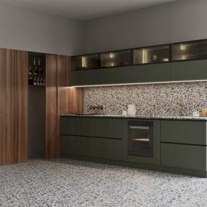 Quality Waterproof Kitchen Furniture For Apartment Green Color PVC Kitchen Cabinets wholesale