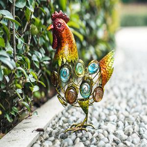 Quality Metal Garden Handicrafts Coloured Glaze Stone Cock Decor Yard Art Ornaments wholesale
