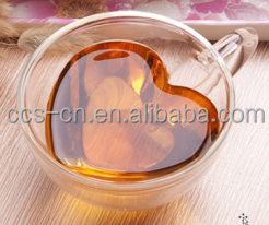 150ml 240ml 300ml Heart Shaped High Borosilicate Milk Mugs Tea Mugs Insulated Double Wall Glass Coffee Cup