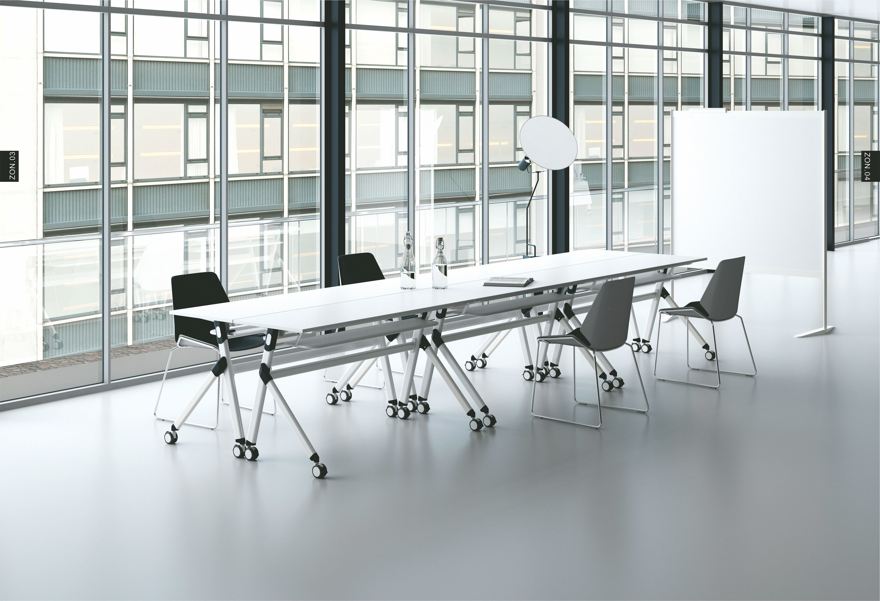 Folded Stackable Meeting Chairs And Desk For Seminar Room