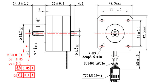 42SHB4202 NEMA 17 Stepper Motor 2 Phase 0.9 Degrees 0.8A 0.13N.M 4 Wire For Smart Equipment