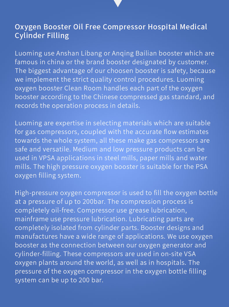 Oil Free Oxygen Compressor Oxygen Booster Medical Oxygen Cylinder Filling System
